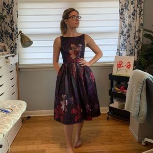 Adrianna Pappell floral cocktail dress/ pockets!